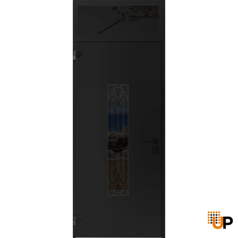 Single swing metal-aluminum classic exterior door with triplex glass | Ronex 1477 Black | 36 x 96 photo#2