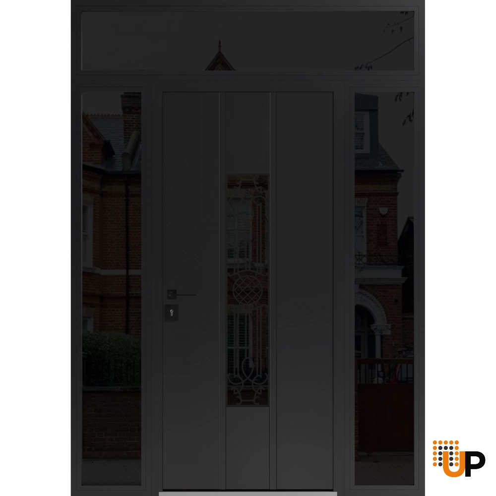 Single swing metal-aluminum classic exterior door with triplex glass | Ronex 1477 Black | 60 x 96 photo#1