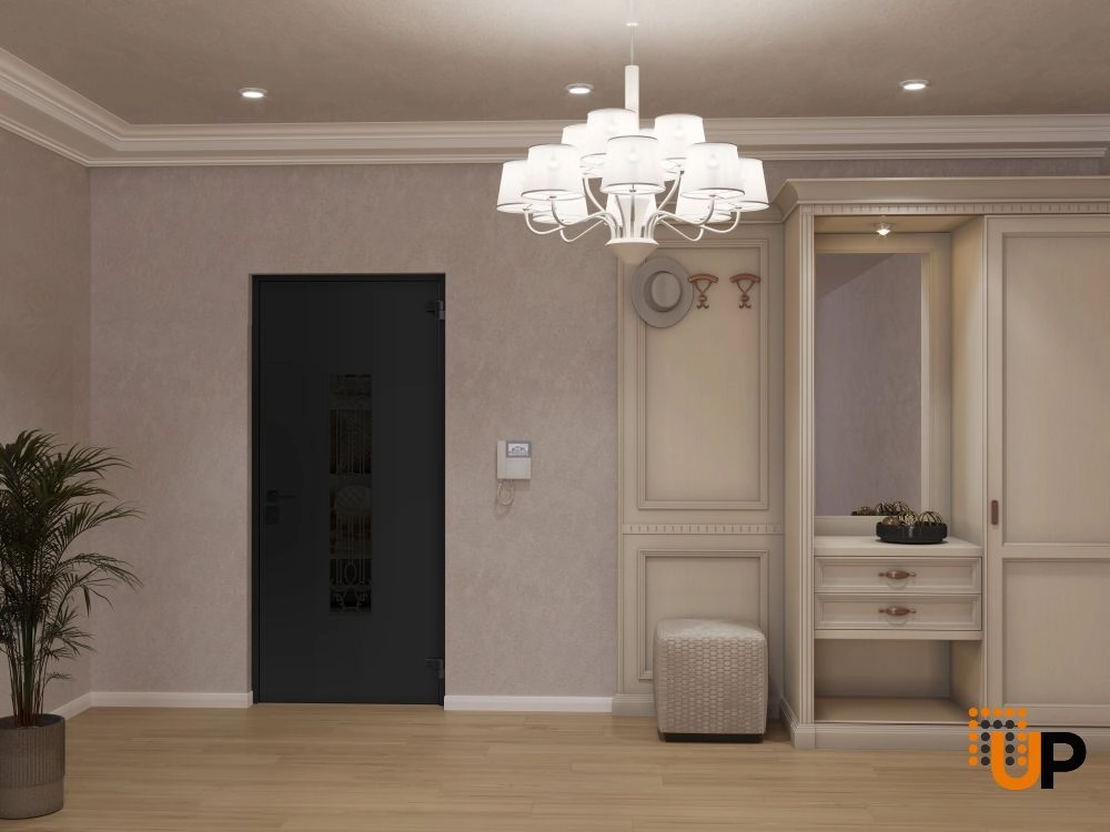 Single swing metal-aluminum classic exterior door with triplex | Ronex 1477 Black | 36 x 80 photo#4