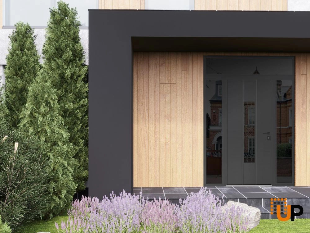 Single swing metal-aluminum classic exterior door with triplex | Ronex 1477 Black | 60 x 96 photo#3