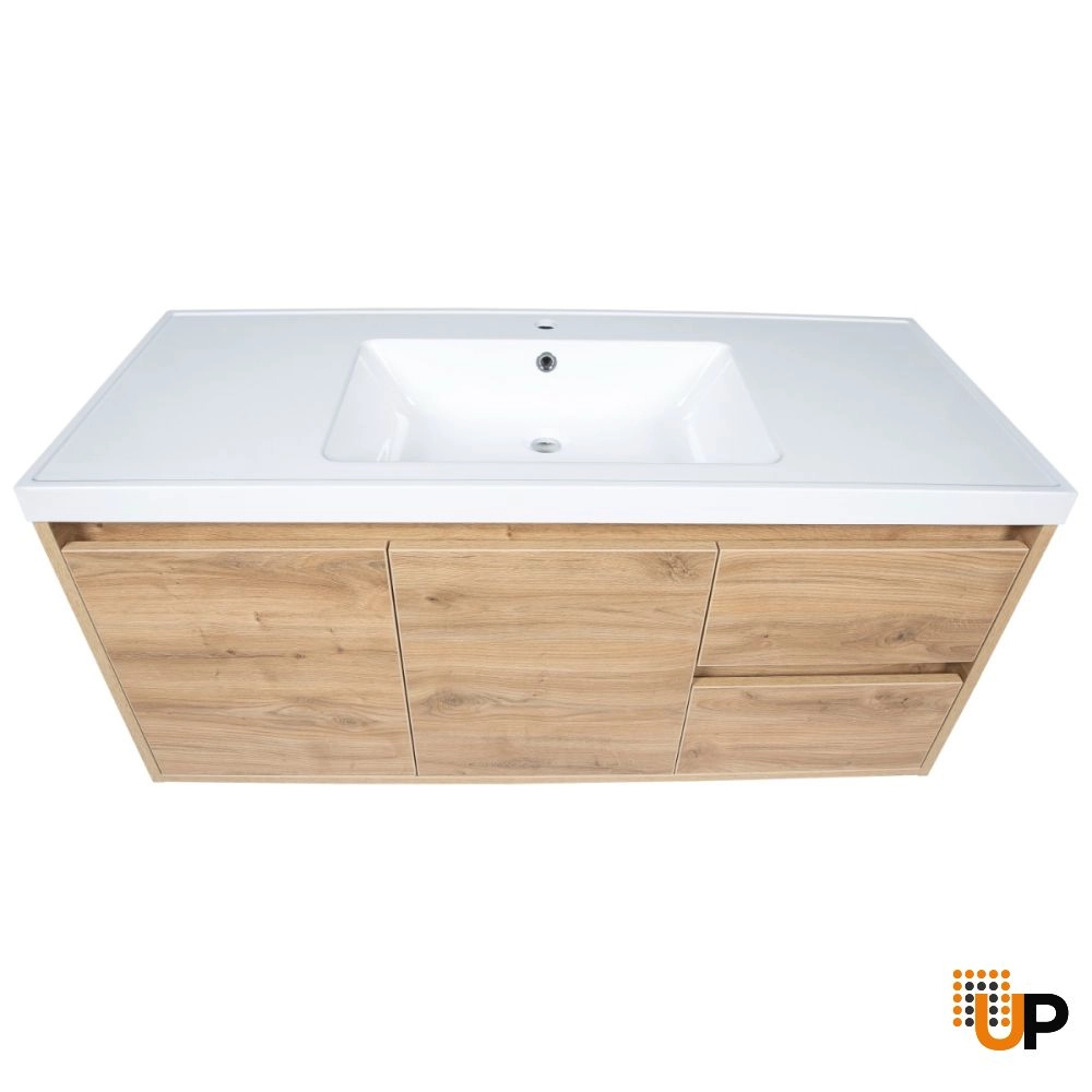 Modern Wall-Mounted Bathroom Vanity | Niagara Wall Mount Natural Teak Collection 48 | Non-Toxic Fire-Resistant MDF photo#6