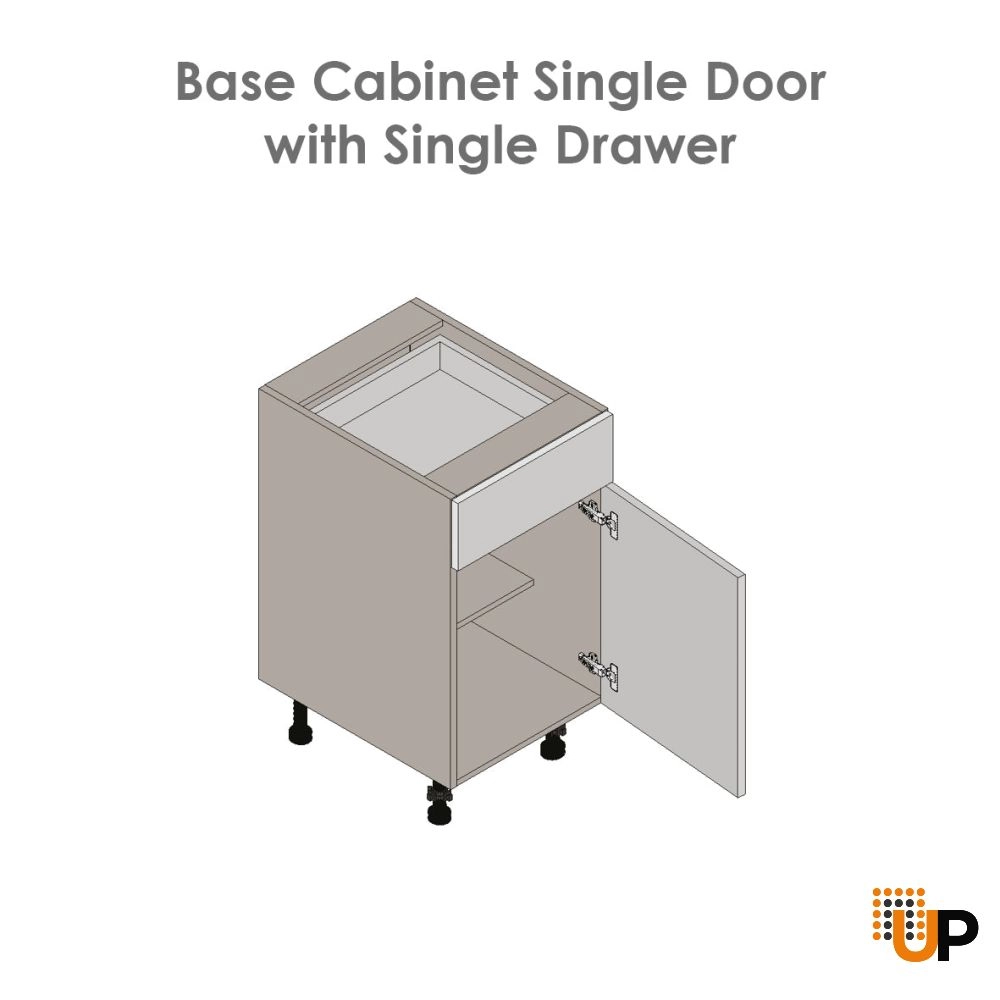 12" Base Cabinet Single Door Single Drawer Grey photo#4