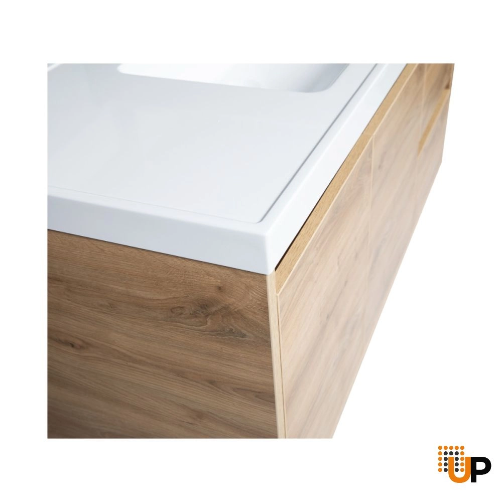 Modern Wall-Mounted Bathroom Vanity | Niagara Wall Mount Natural Teak Collection 48 | Non-Toxic Fire-Resistant MDF photo#7