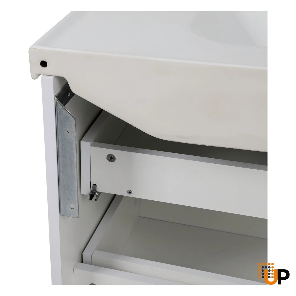 Modern Wall-Mounted Bathroom Vanity with Washbasin | Niagara White High Gloss Collection | Non-Toxic Fire-Resistant MDF-28" photo#4