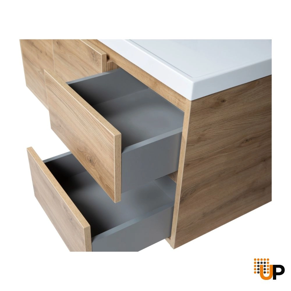 Modern Wall-Mounted Bathroom Vanity | Niagara Wall Mount Natural Teak Collection 48 | Non-Toxic Fire-Resistant MDF photo#8