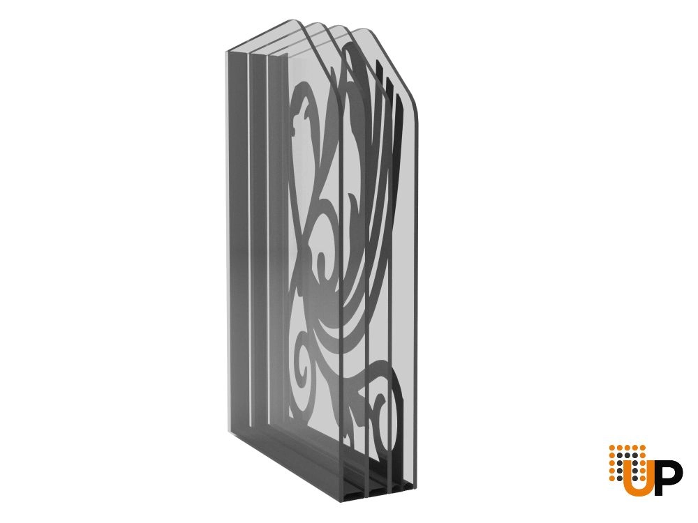 Single swing wrought iron modern exterior door with triplex glass | Iron 1601 Black | 52 x 96 (36+16 x 80+16) photo#5
