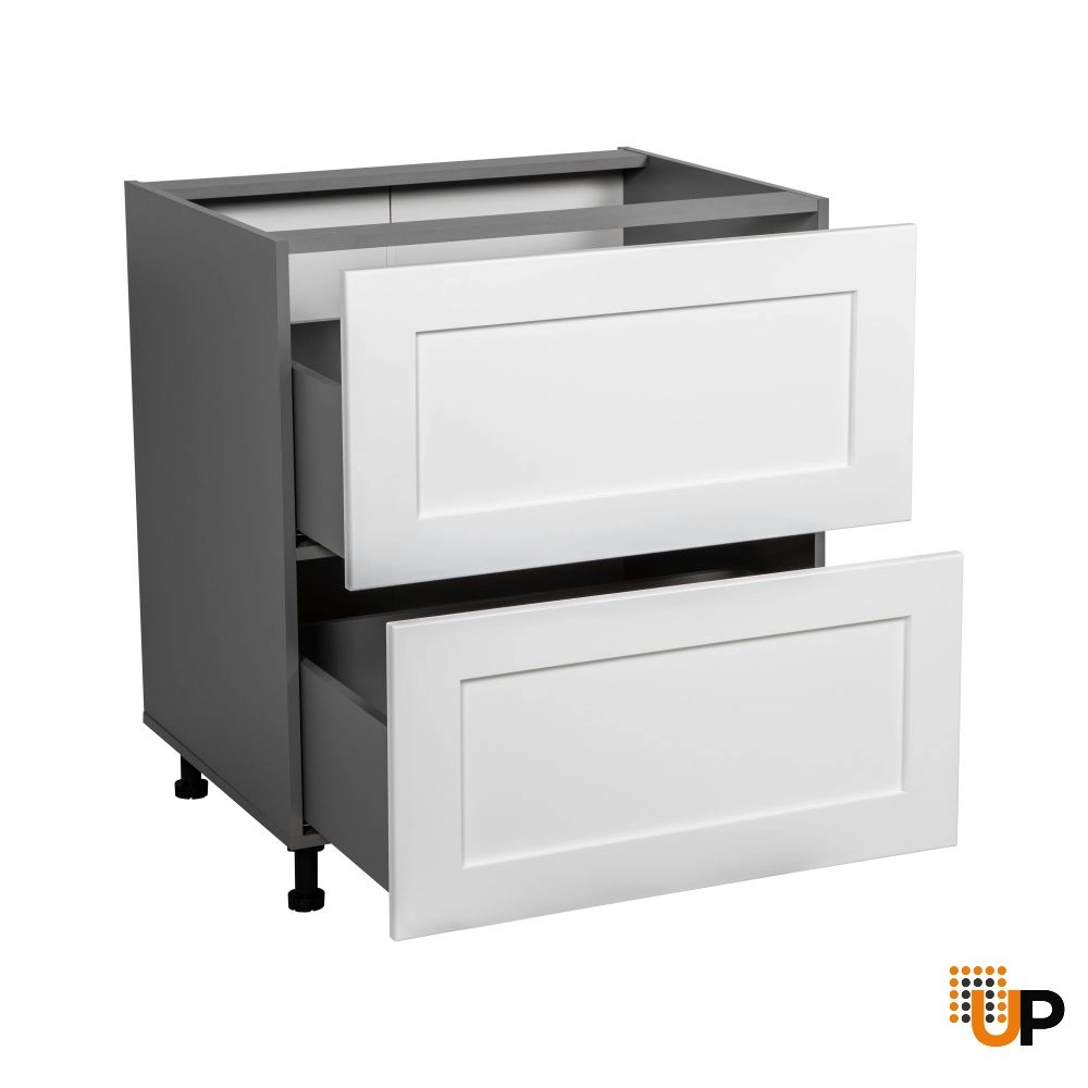 33" Base Cabinet-Double Door-Two Drawer-with Shaker White Matte door photo#2