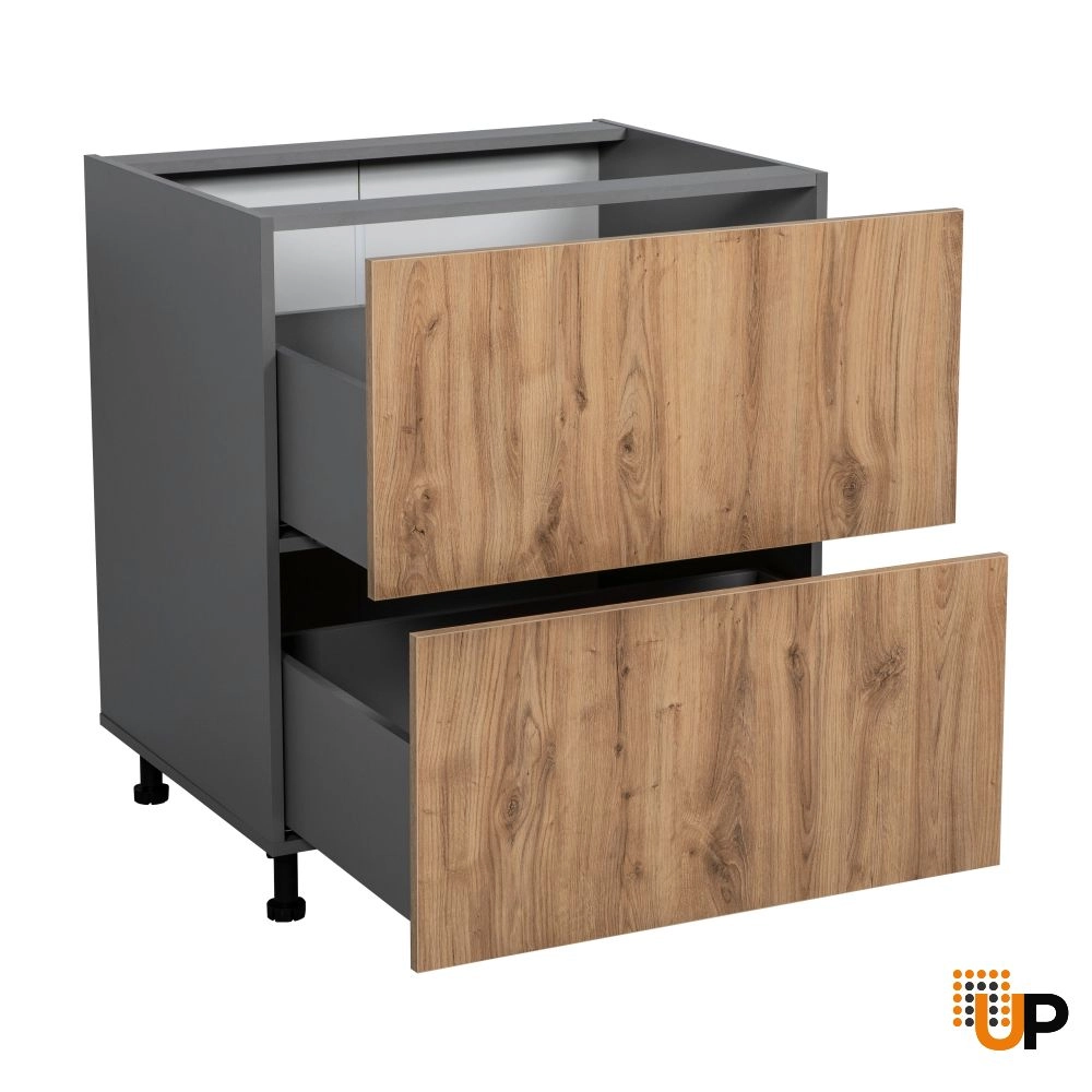36" Base Cabinet-Double Door-Two Drawer-with Natural Teak door photo#2