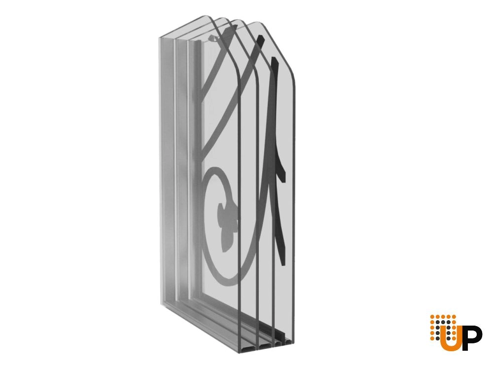 Single swing wrought iron modern exterior door with triplex glass | Iron 1633 Black | 48 x 80 (36+12 x 80) photo#5