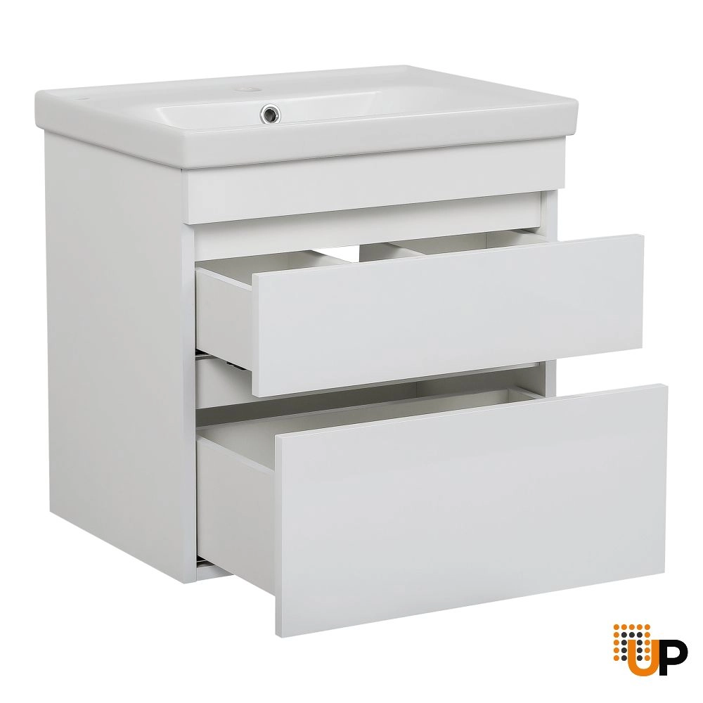 Modern Wall-Mounted Bathroom Vanity with Washbasin | Niagara White High Gloss Collection | Non-Toxic Fire-Resistant MDF-28" photo#3
