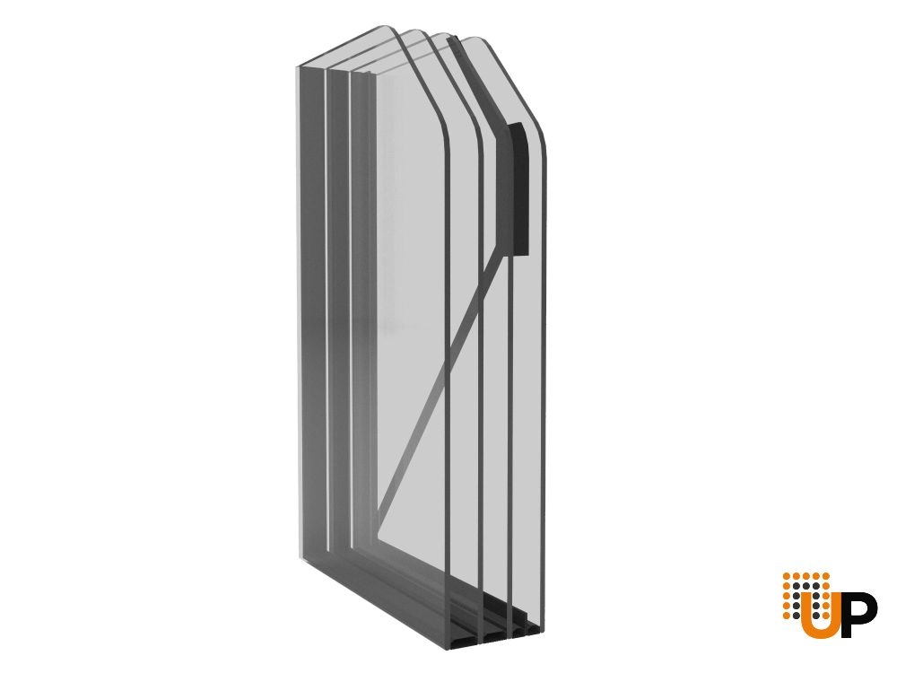 Single swing wrought iron modern exterior door with triplex glass | Iron 1655 Black | 68 x 80 (16+36+16 x 80) photo#5