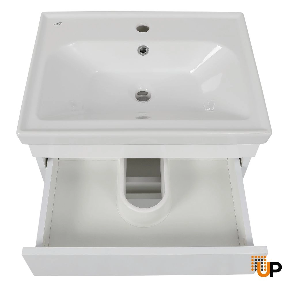 Modern Wall-Mounted Bathroom Vanity with Washbasin | Niagara White High Gloss Collection | Non-Toxic Fire-Resistant MDF-28" photo#5