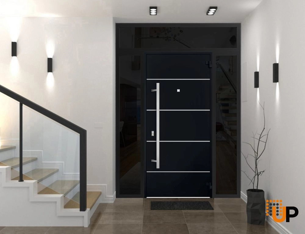 Single swing metal-aluminum modern exterior door | Deux 6083 Black | 60 x 96 photo#4