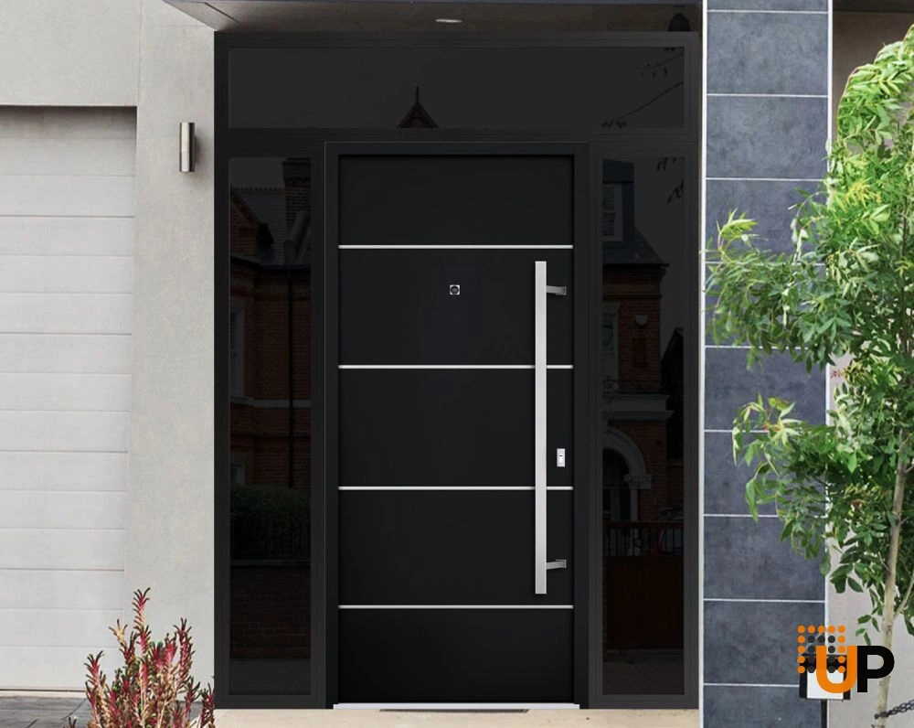 Single swing metal-aluminum modern exterior door | Deux 6083 Black | 60 x 96 photo#3
