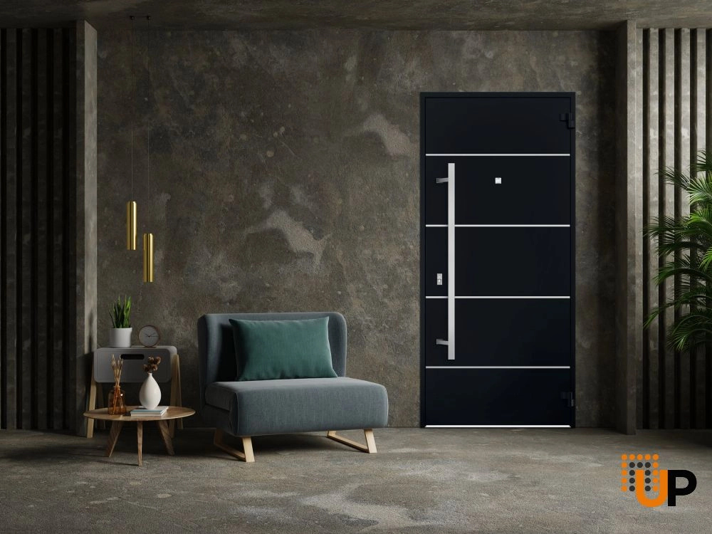 Single swing metal-aluminum modern exterior door | Deux 6083 Black | 36 x 80 photo#4