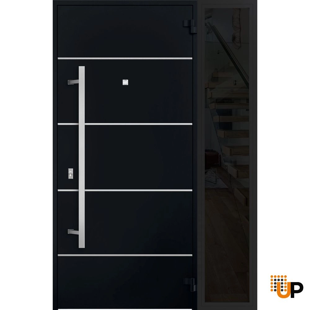 Single swing metal-aluminum modern exterior door | Deux 6083 Black | 48 x 80 photo#2