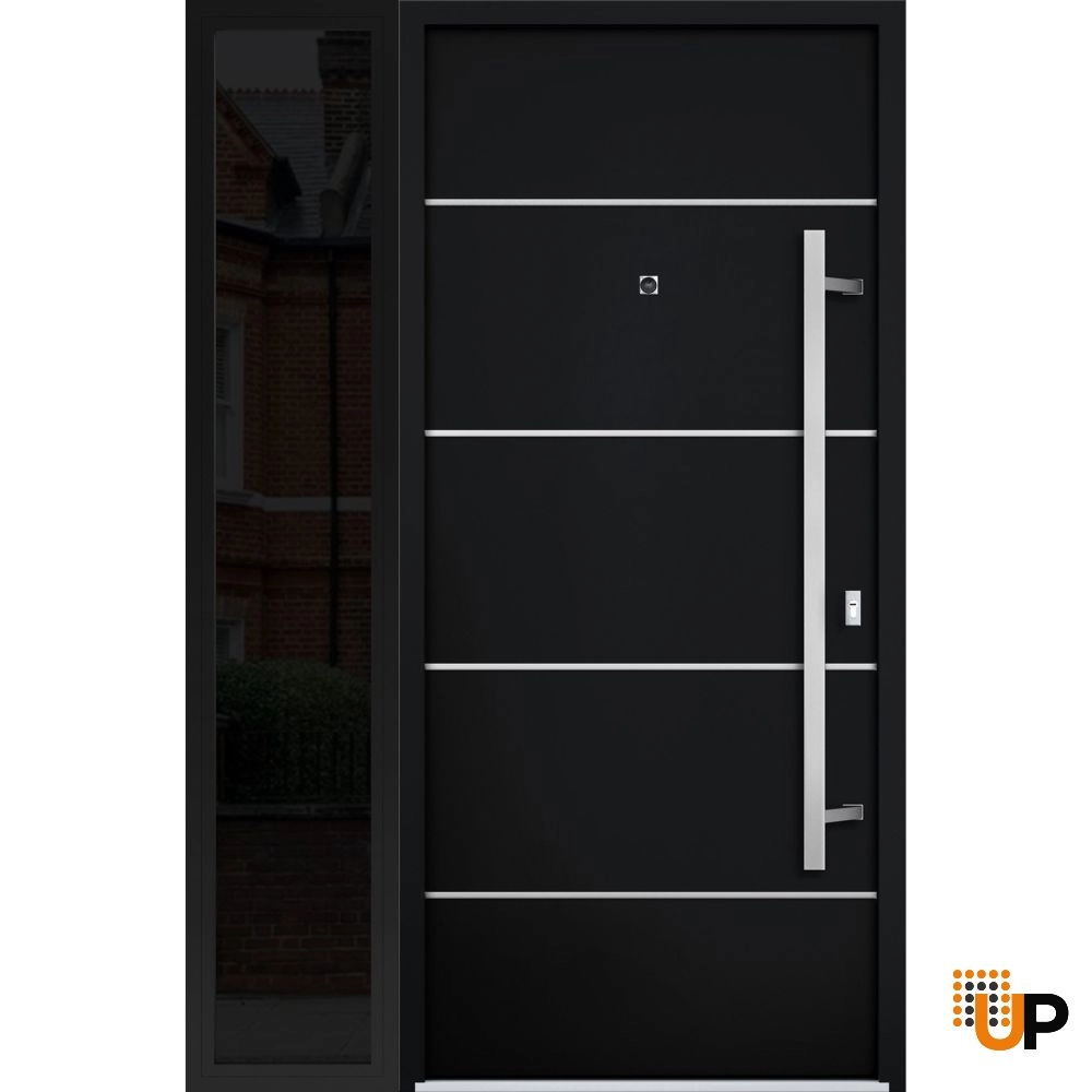 Single swing metal-aluminum modern exterior door | Deux 6083 Black | 48 x 80 photo#1