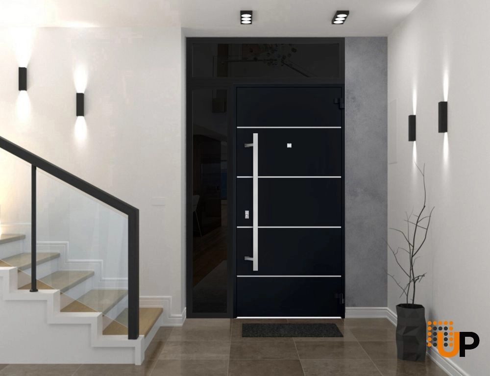 Single swing metal-aluminum modern exterior door | Deux 6083 Black | 48 x 96 photo#4