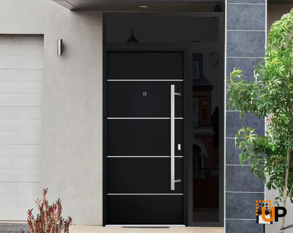 Single swing metal-aluminum modern exterior door | Deux 6083 Black | 48 x 96 photo#3