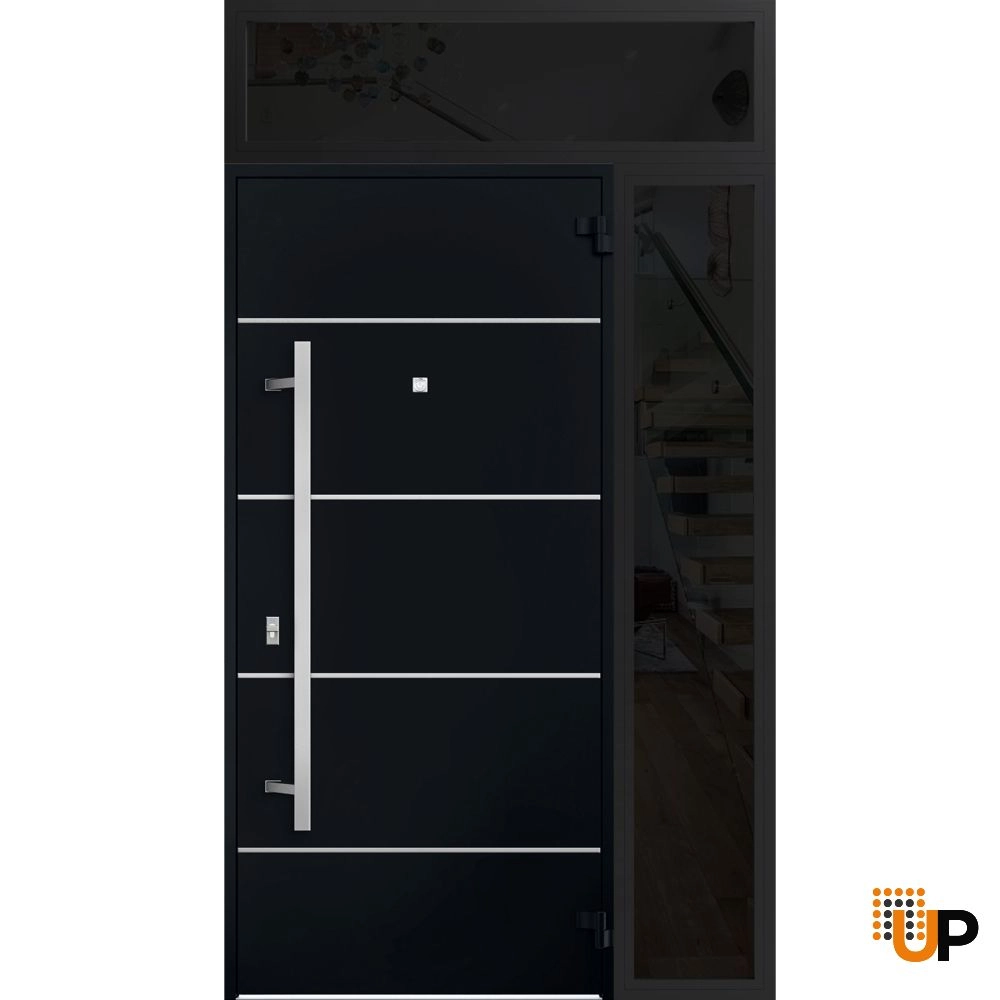 Single swing metal-aluminum modern exterior door | Deux 6083 Black | 48 x 96 photo#2