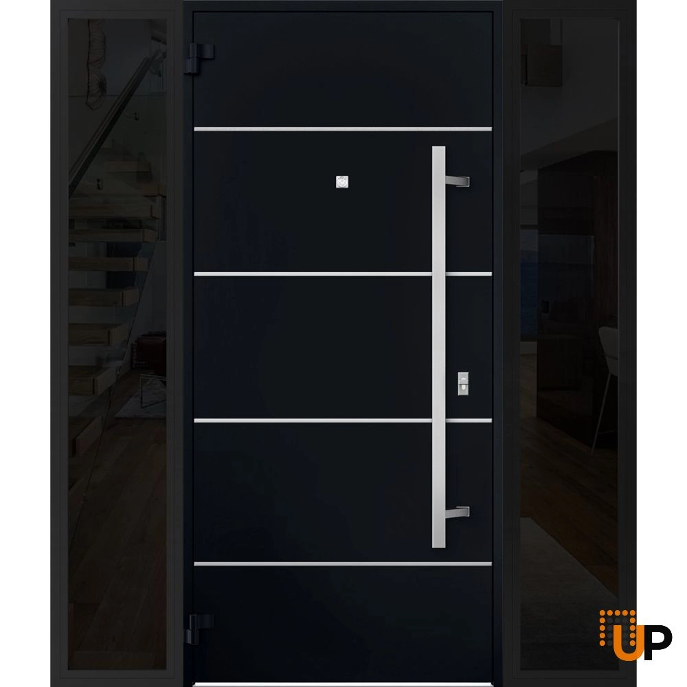 Single swing metal-aluminum modern exterior door | Deux 6083 Black | 64 x 80 photo#2