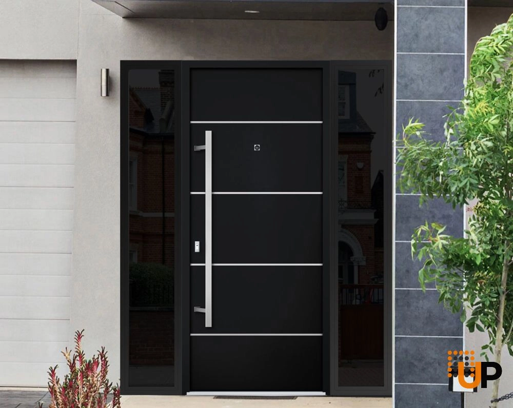 Single swing metal-aluminum modern exterior door | Deux 6083 Black | 64 x 80 photo#3