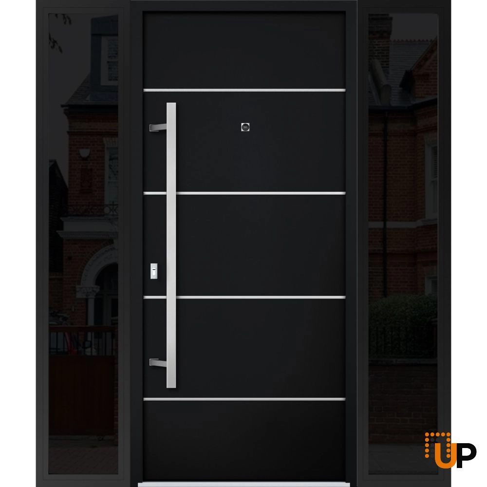 Single swing metal-aluminum modern exterior door | Deux 6083 Black | 64 x 80 photo#1