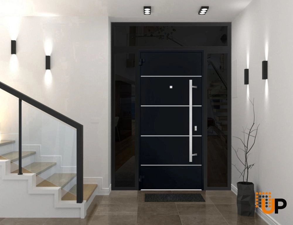 Single swing metal-aluminum modern exterior door | Deux 6083 Black | 64 x 96 photo#4