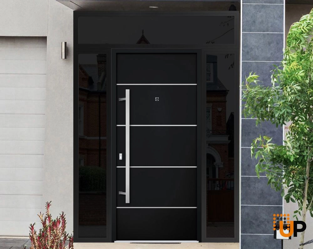Single swing metal-aluminum modern exterior door | Deux 6083 Black | 64 x 96 photo#3