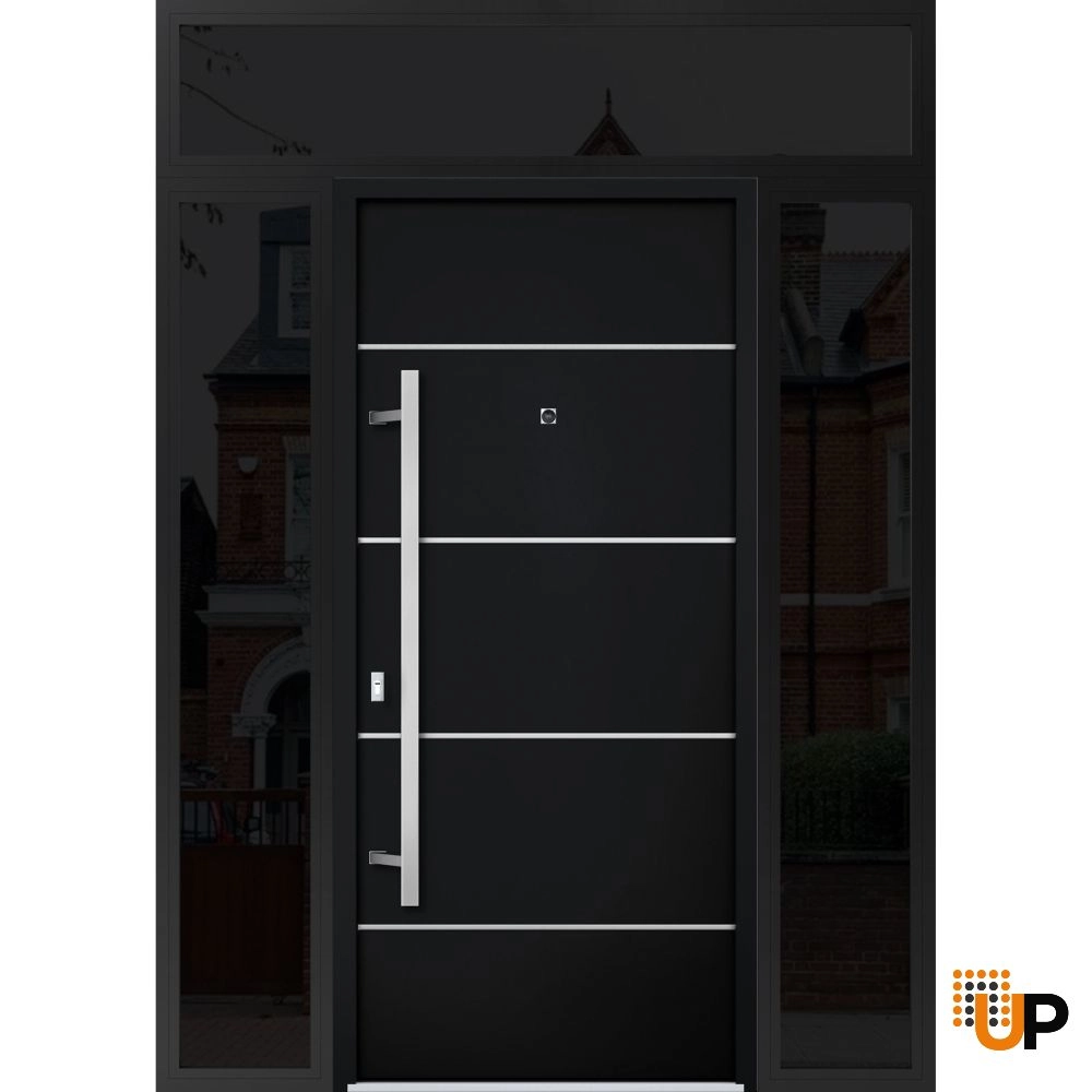 Single swing metal-aluminum modern exterior door | Deux 6083 Black | 64 x 96 photo#1