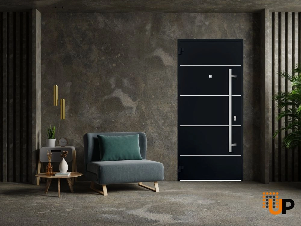 Single swing metal-aluminum modern exterior door | Deux 6083 Black | 36 x 80 photo#4