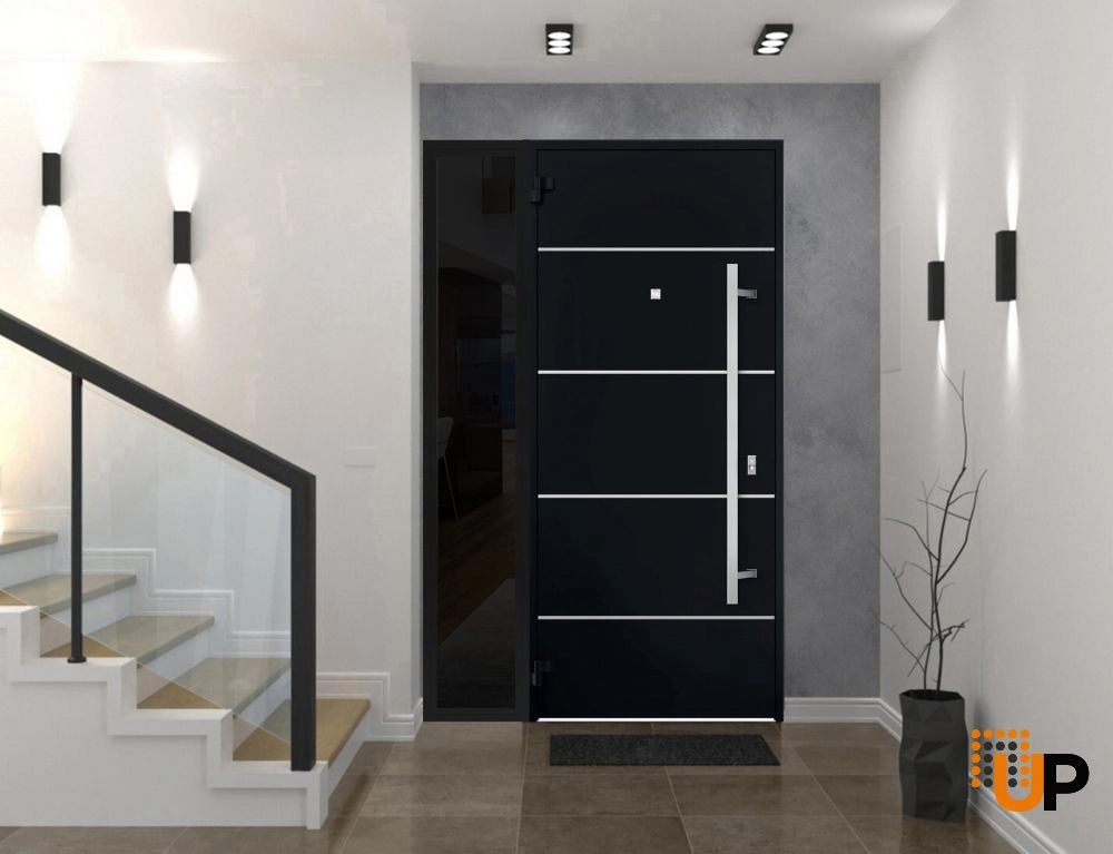 Single swing metal-aluminum modern exterior door | Deux 6083 Black | 50 x 80 photo#4