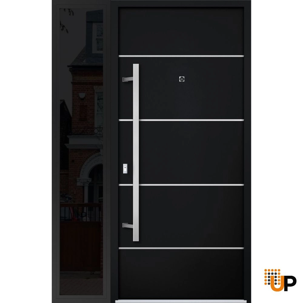 Single swing metal-aluminum modern exterior door | Deux 6083 Black | 50 x 80 photo#1