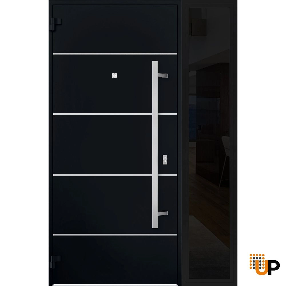 Single swing metal-aluminum modern exterior door | Deux 6083 Black | 50 x 80 photo#2