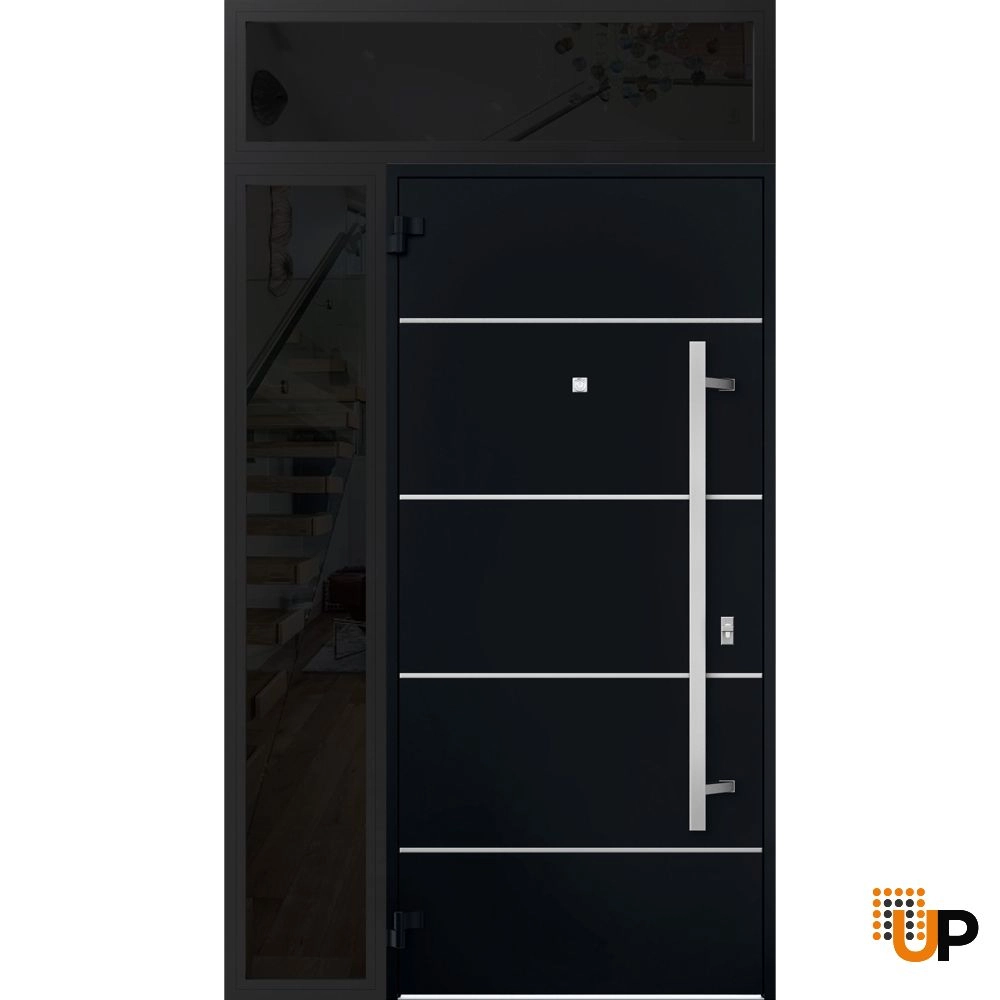 Single swing metal-aluminum modern exterior door | Deux 6083 Black | 48 x 96 photo#2