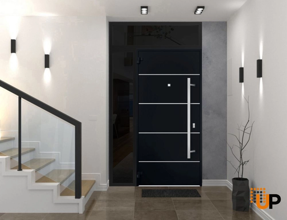 Single swing metal-aluminum modern exterior door | Deux 6083 Black | 48 x 96 photo#4