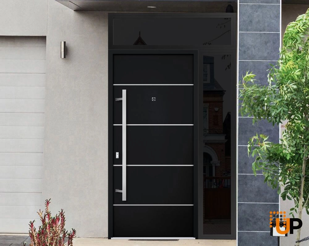 Single swing metal-aluminum modern exterior door | Deux 6083 Black | 48 x 96 photo#3