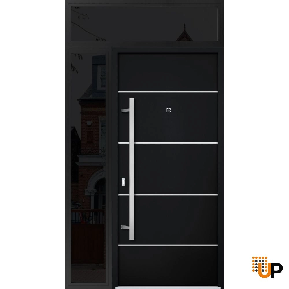 Single swing metal-aluminum modern exterior door | Deux 6083 Black | 48 x 96 photo#1