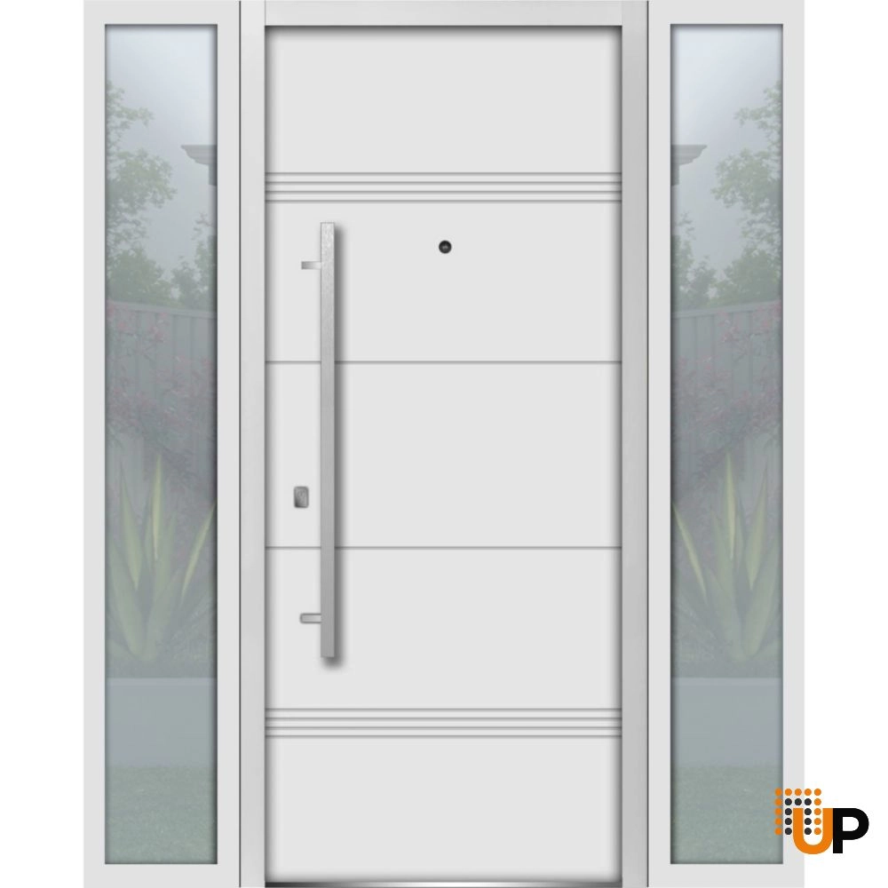 Single swing metal-aluminum modern exterior door | Deux 1705 White | 68 x 80 photo#1