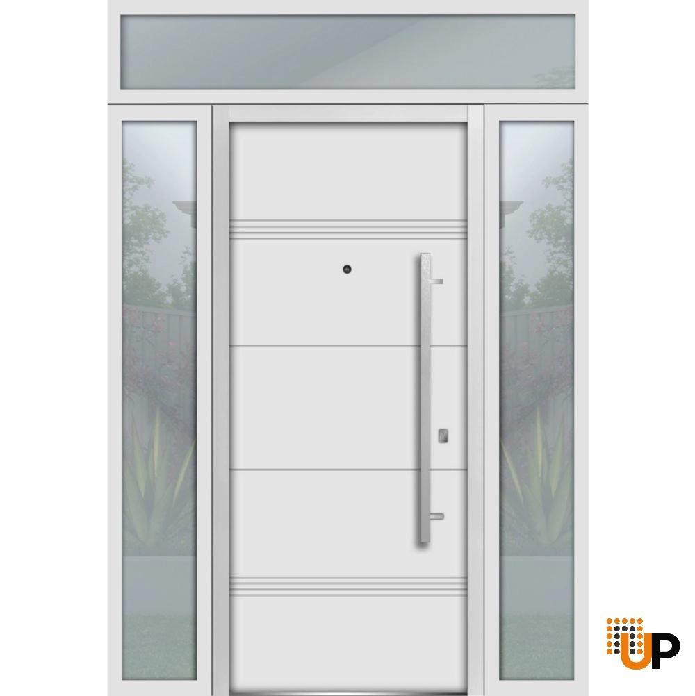 Single swing metal-aluminum modern exterior door | Deux 1705 White | 64 x 96 photo#1