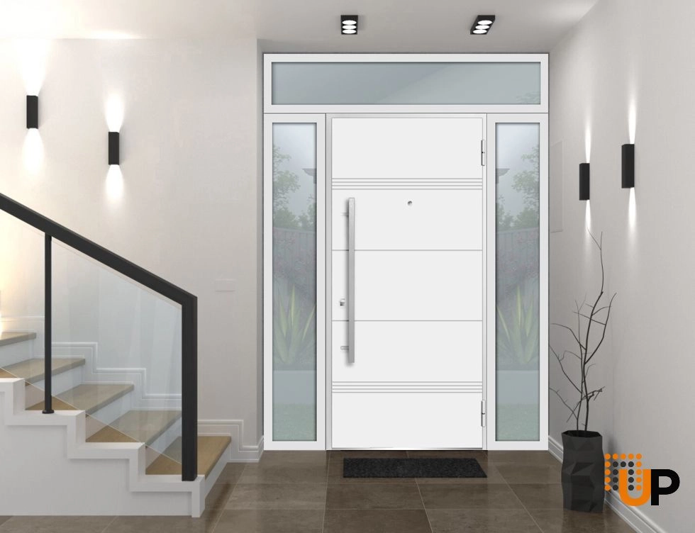 Single swing metal-aluminum modern exterior door | Deux 1705 White | 64 x 96 photo#2