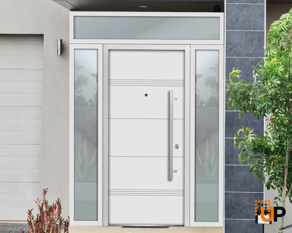 Single swing metal-aluminum modern exterior door | Deux 1705 White | 60 x 96 photo#3