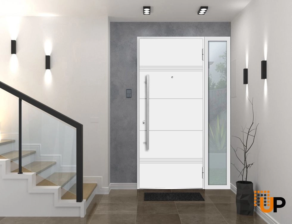 Single swing metal-aluminum modern exterior door | Deux 1705 White | 52 x 80 photo#2
