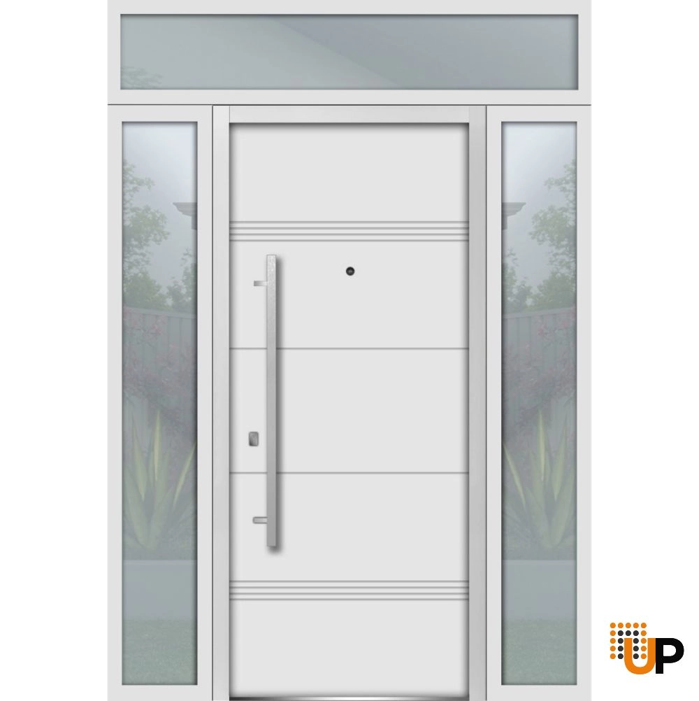 Single swing metal-aluminum modern exterior door | Deux 1705 White | 60 x 96 photo#1