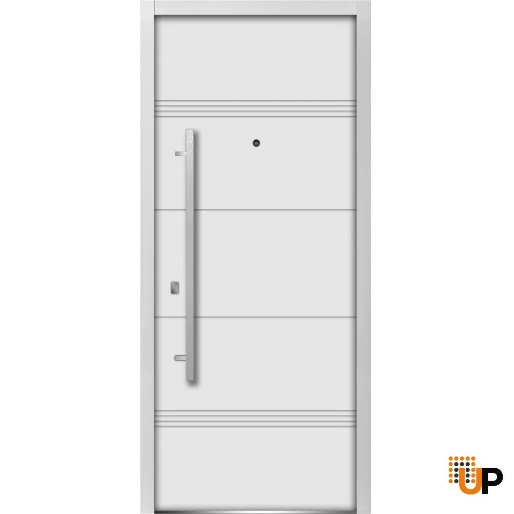 Single swing metal-aluminum modern exterior door | Deux 1705 White | 36 x 80 photo#1