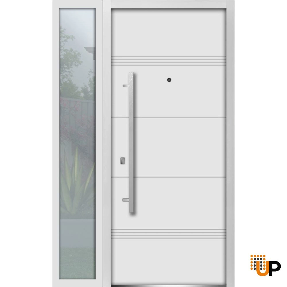 Single swing metal-aluminum modern exterior door | Deux 1705 White | 52 x 80 photo#1