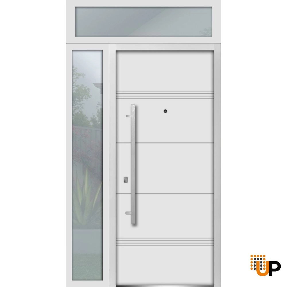 Single swing metal-aluminum modern exterior door | Deux 1705 White | 50 x 96 photo#1