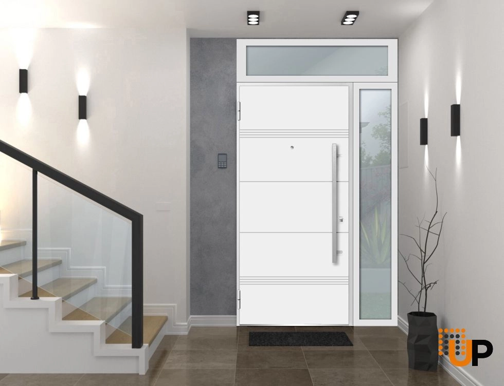 Single swing metal-aluminum modern exterior door | Deux 1705 White | 50 x 96 photo#2