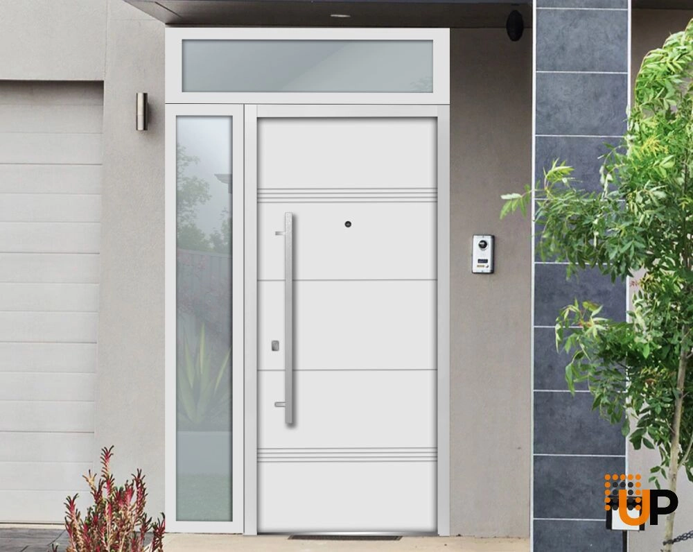Single swing metal-aluminum modern exterior door | Deux 1705 White | 50 x 96 photo#3