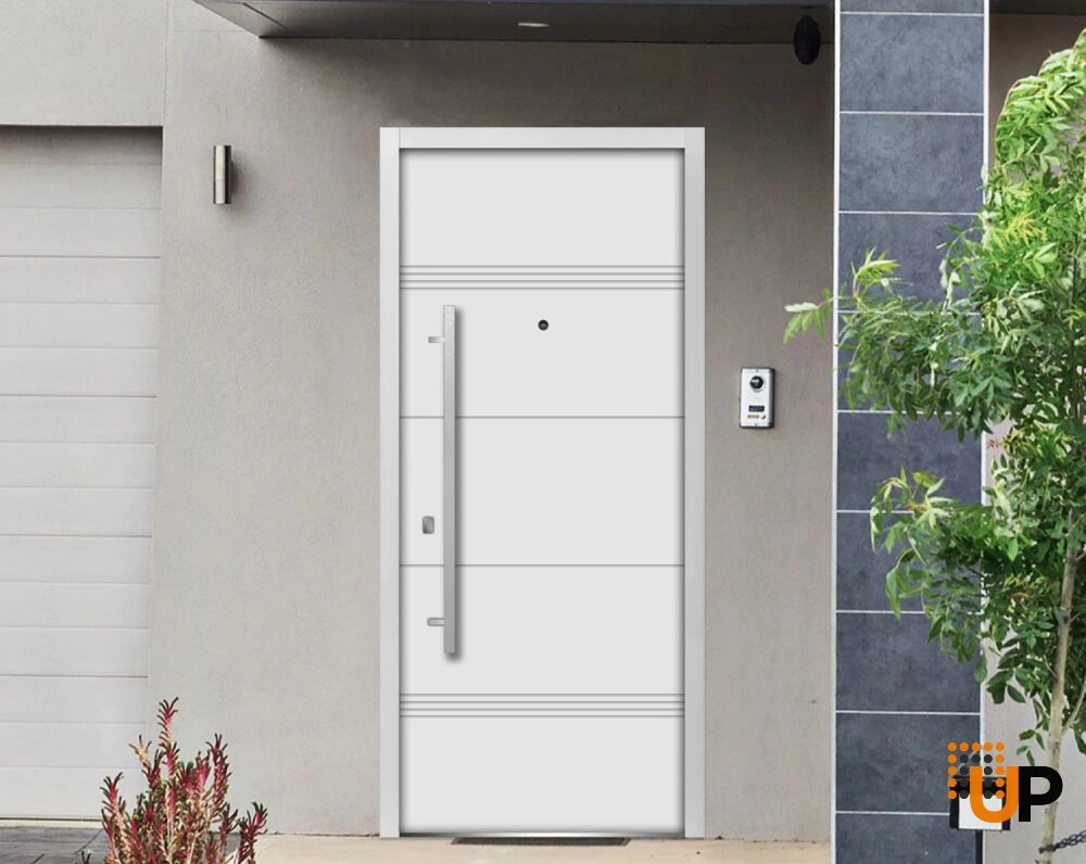 Single swing metal-aluminum modern exterior door | Deux 1705 White | 36 x 80 photo#2